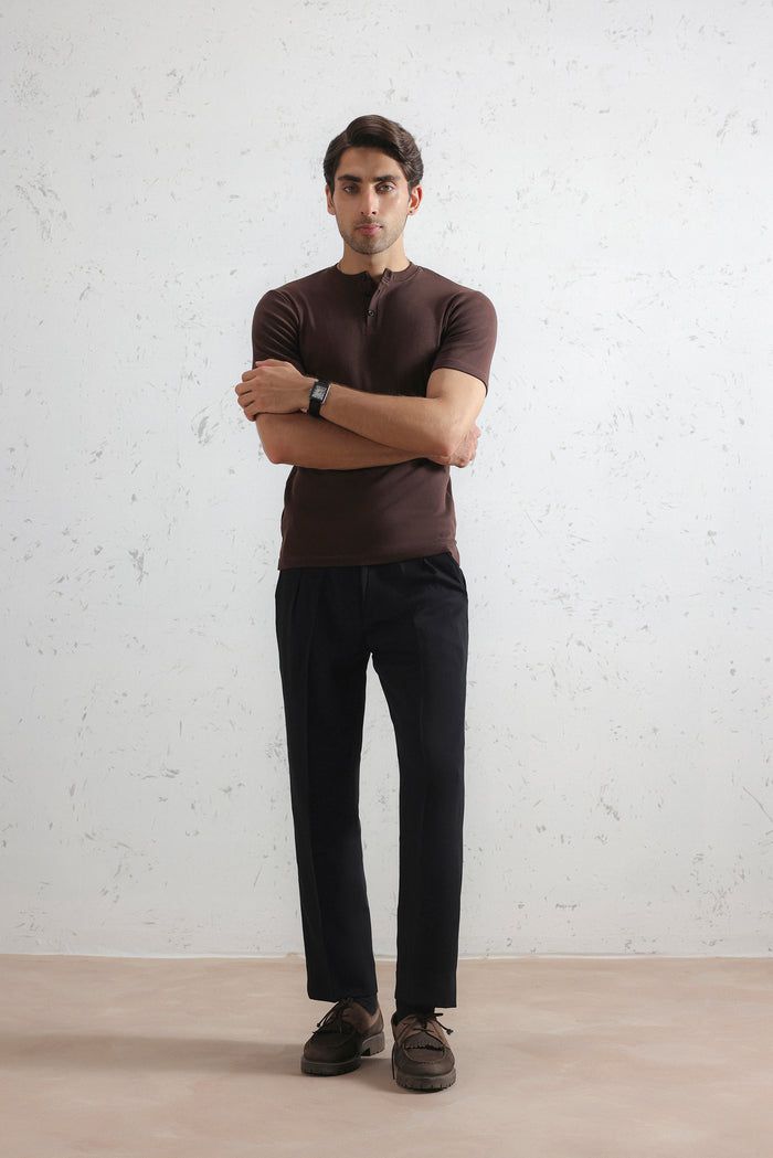 Ribbed Henley Shirt