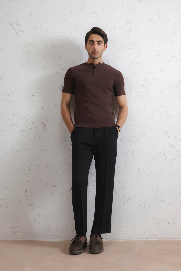 Ribbed Henley Shirt