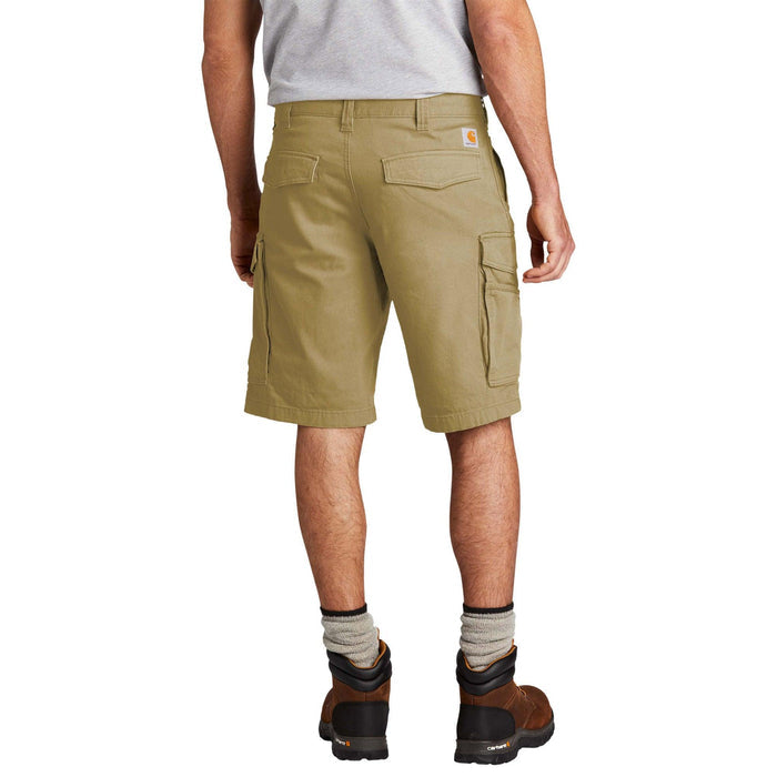 Carhartt Rugged Flex cargo work short in dark khaki, extended waist sizes available