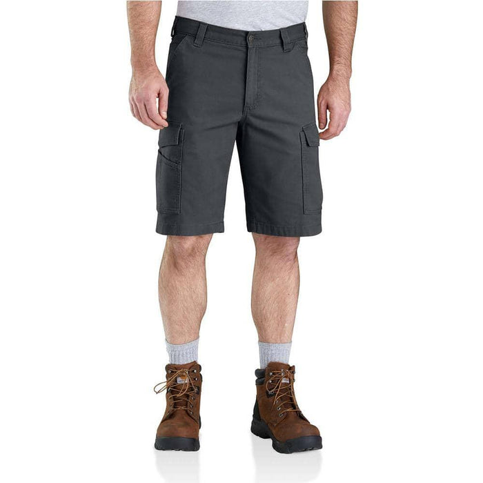 Carhartt Rugged Flex cargo work short in shadow, available in extended waist sizes