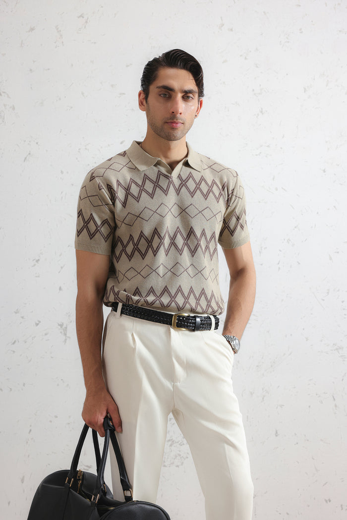 Sahara Diamond Knit Polo Shirt