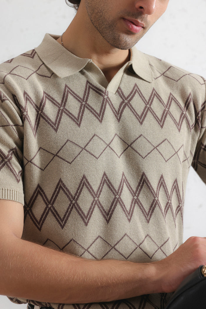 Sahara Diamond Knit Polo Shirt