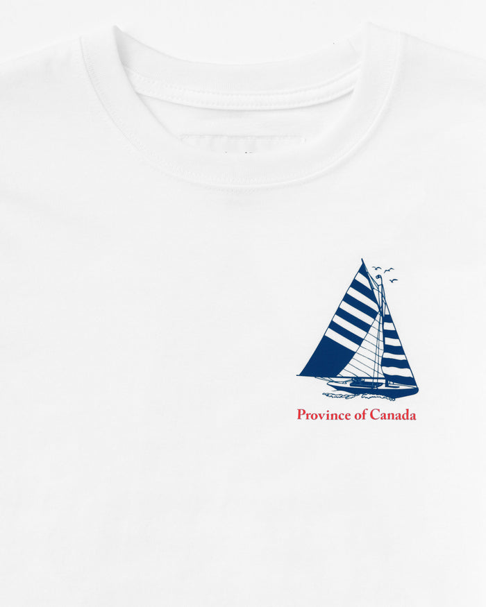 Made in Canada 100% Organic Cotton Sailboat Long Sleeve Tee White - Unisex - Province of Canada
