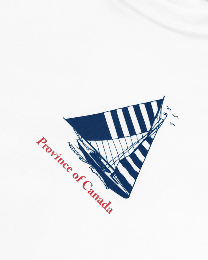 Made in Canada 100% Organic Cotton Sailboat Long Sleeve Tee White - Unisex - Province of Canada