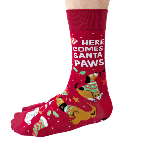 Santa Paws men’s socks – festive holiday socks with dogs in Santa hats