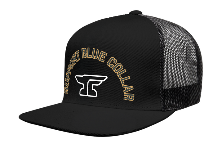 Troll Co. SBC Anvil flat brim trucker hat in black