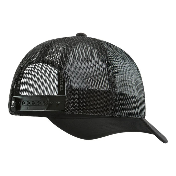 Troll Co. SBC Barricade curved brim trucker hat in black, alternate product view