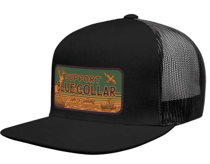 Troll Co. SBC Barricade Good Sport flat brim trucker hat in black