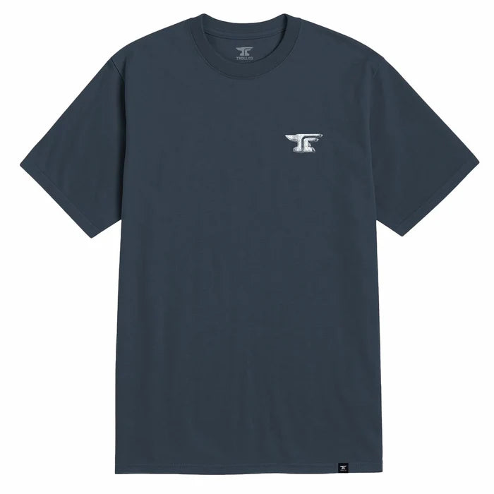 Front view of the Troll Co. SBC Skyline graphic t-shirt in steel