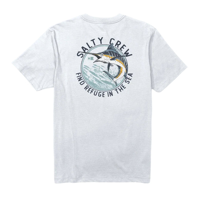 Back view of the Salty Crew Schooled graphic t-shirt in white