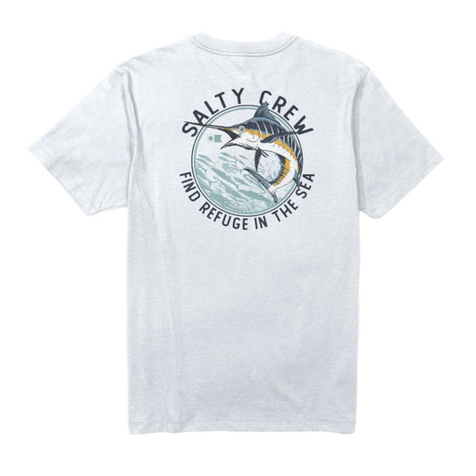 Back view of the Salty Crew Schooled graphic t-shirt in white