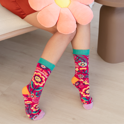 Custom 'Seize the Awkward' socks with a humorous design, perfect for anyone who embraces life's awkward moments.