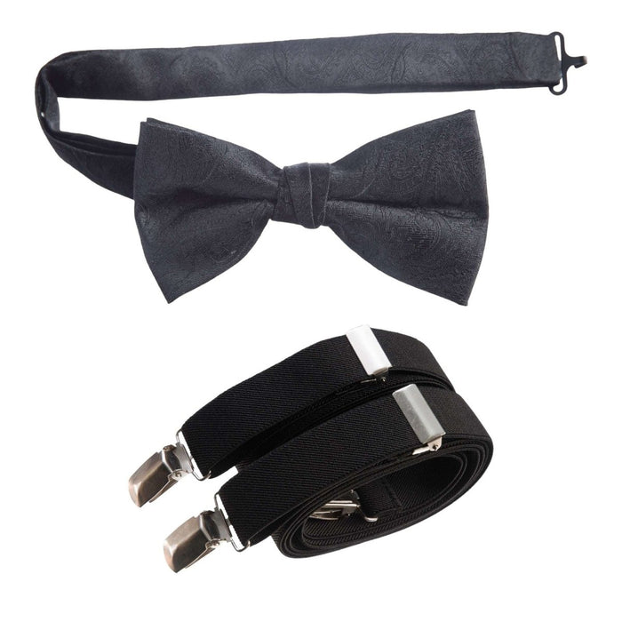 Self Tie Bow Tie Paisley Jacquard and Adjustable Stretch Suspender Sets - Tuxgear