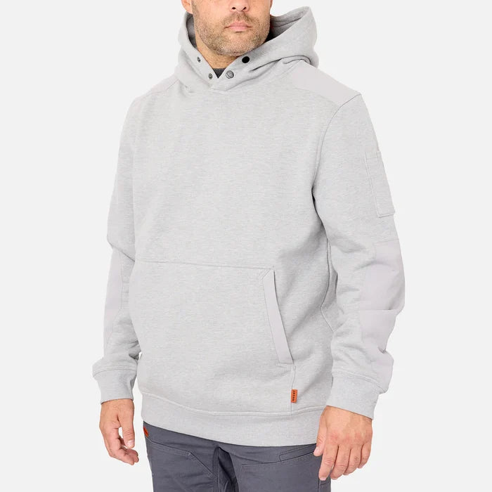 BRUNT Shevlin HD hoodie in grey heather, three-quarter left view