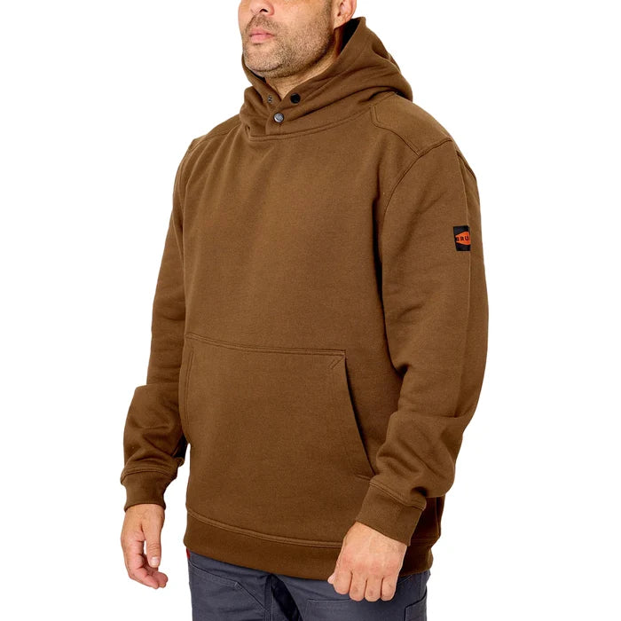 BRUNT Shevlin hoodie in mud brown, three-quarter left view