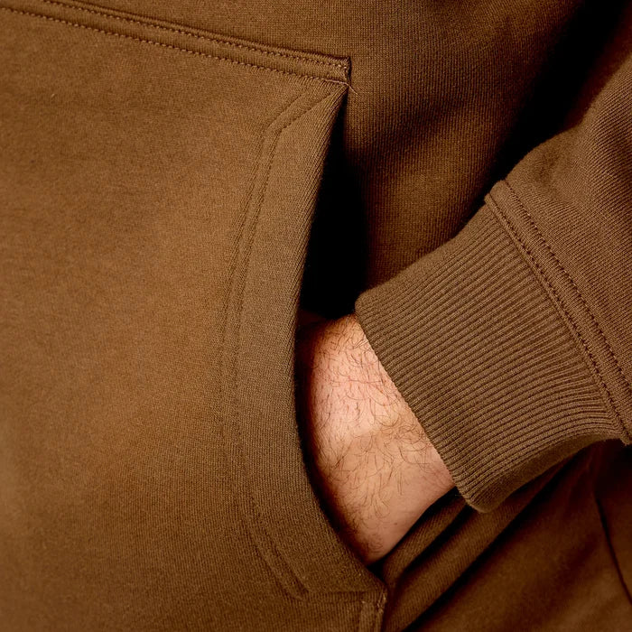 BRUNT Shevlin hoodie in mud brown, detail view
