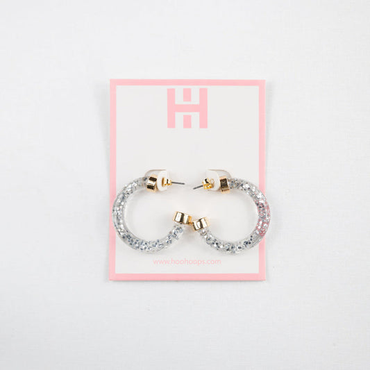 Silver Glitter Mini Hoop Earrings