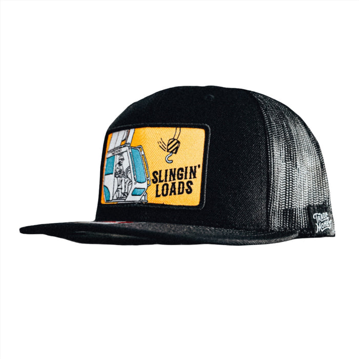 Trade Money Slingin Loads crane operator meshback trucker hat in black