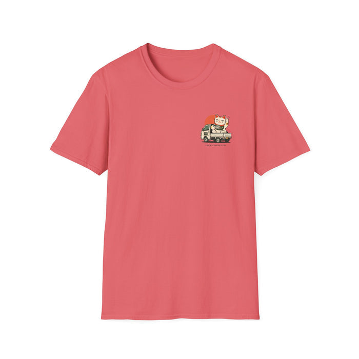 Small Front Logo Lucky Maneki-Neko Truck T-Shirt — "Fortune Favors the Bold"