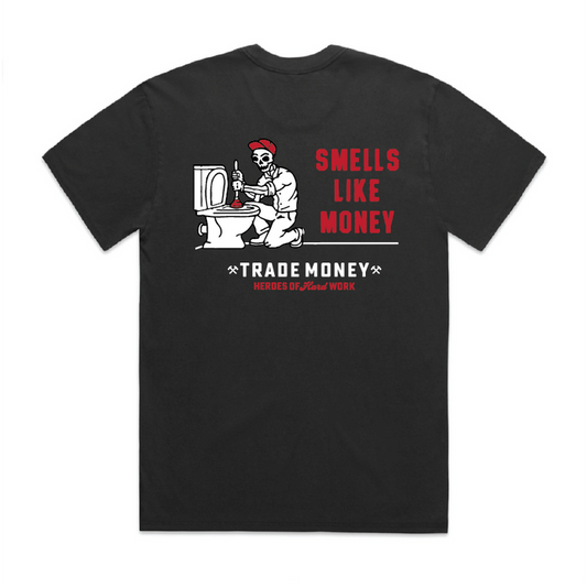 Trade Money Smells Like Money heavyweight short-sleeve graphic t-shirt in faded black, available in big and tall sizes