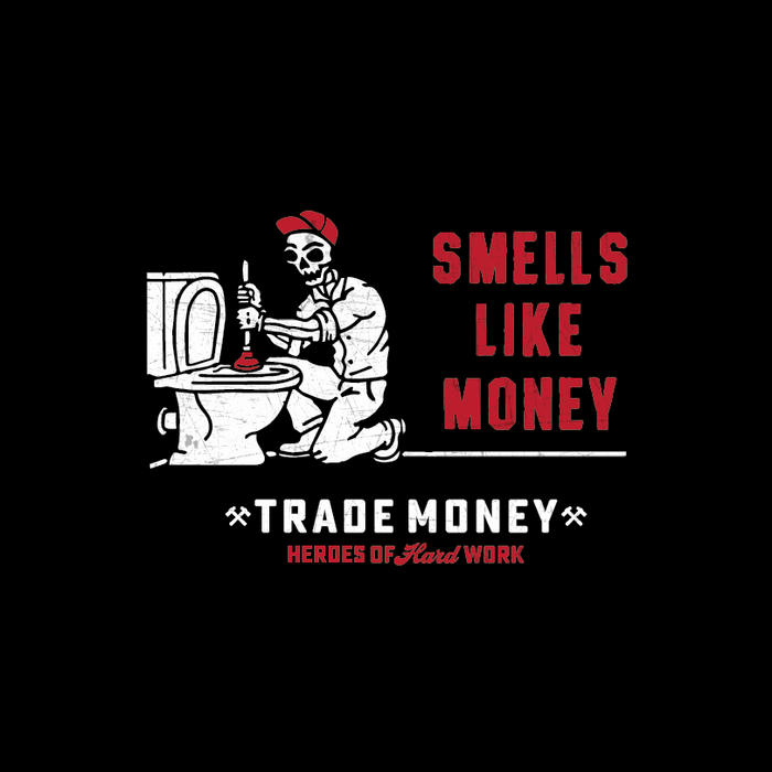 Trade Money Smells Like Money heavyweight t-shirt in faded black, alternate graphic view