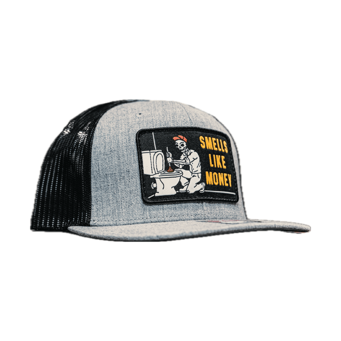 Trade Money Smells Like Money meshback trucker hat in grey and black