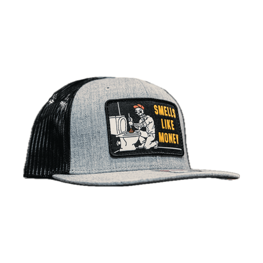 Trade Money Smells Like Money meshback trucker hat in grey and black