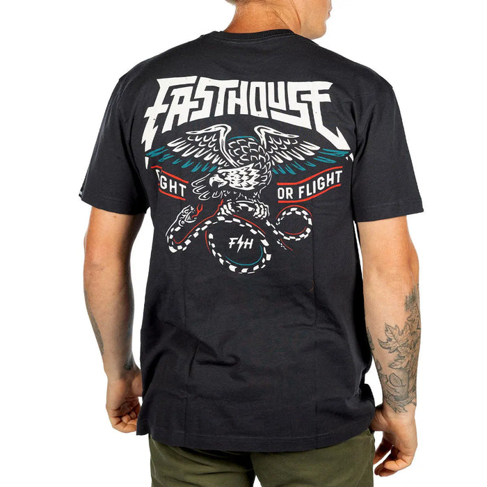 Fasthouse Soar short-sleeve graphic t-shirt in graphite black, available in big and tall sizes