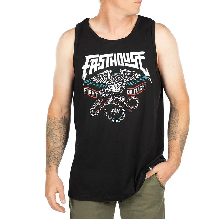 Fasthouse Soar graphic tank top in black, available in big and tall sizes