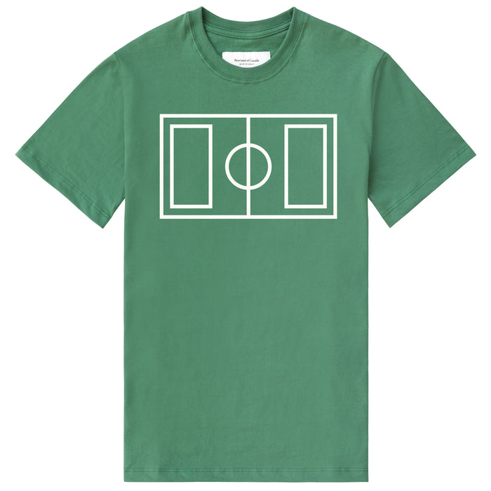 Made in Canada 100% Organic Cotton Soccer Pitch Flag Tee Green - Unisex - Province of Canada