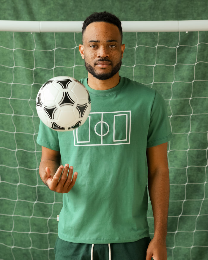 Made in Canada 100% Organic Cotton Soccer Pitch Flag Tee Green - Unisex - Province of Canada