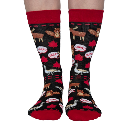 Sorry socks for women featuring a playful apology design, soft comfortable fabric, and a fun way to say sorry with style.