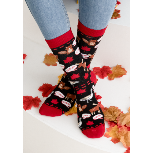 Sorry socks for women featuring a playful apology design, soft comfortable fabric, and a fun way to say sorry with style.