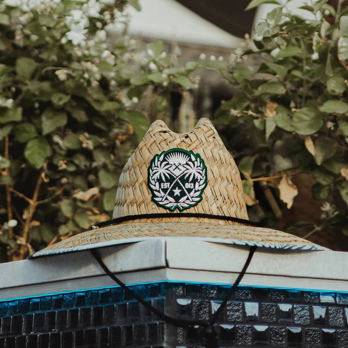South Beach straw sun hat by Dixxon, main product view of the woven straw crown and brim