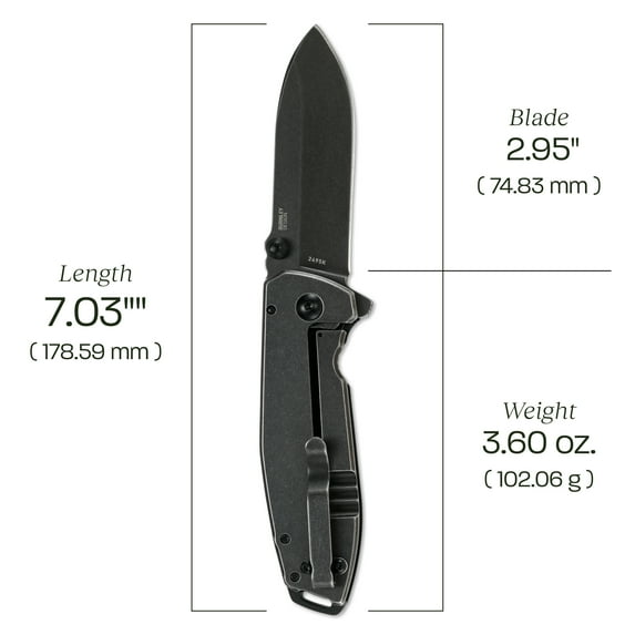 CRKT Squid XM black folding pocket knife, additional view of the frame lock handle