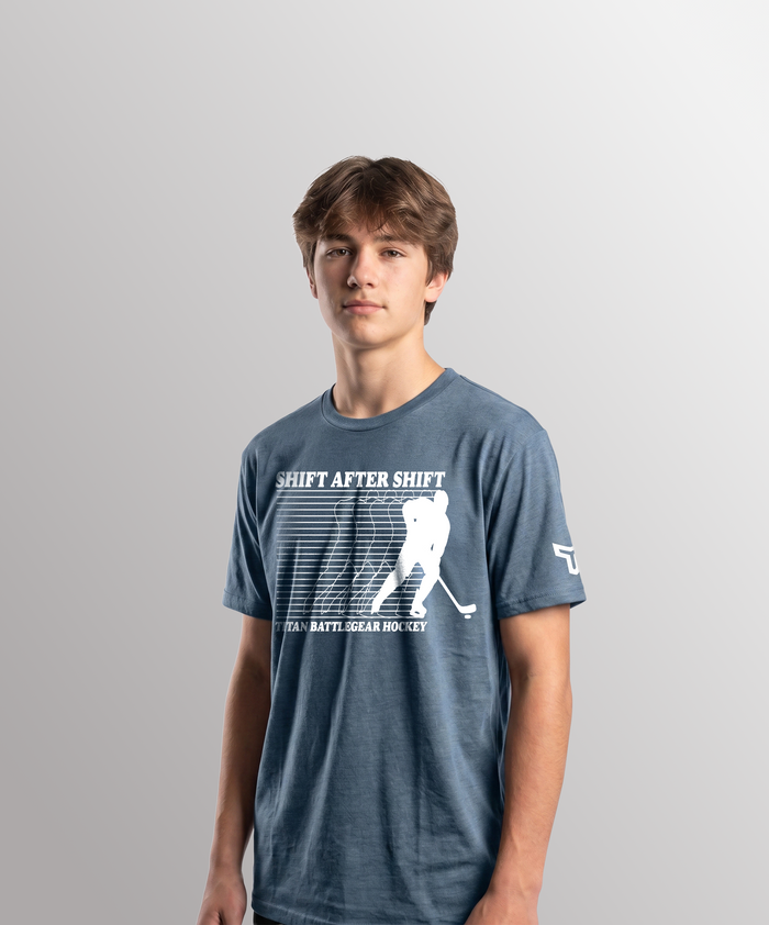 SR RETRO SHIFT TEE - HEATHER SLATE BLUE