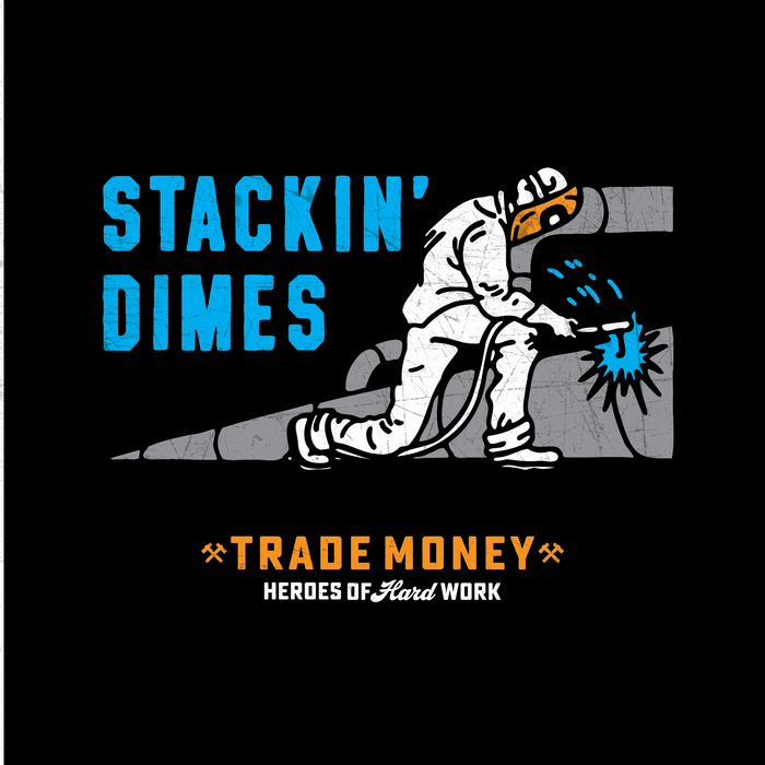 Trade Money Stackin' Dimes heavyweight t-shirt in faded black, alternate graphic view