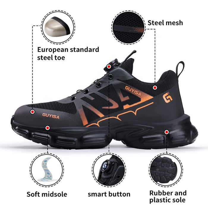 Steel toe work shoe in black-grey - material