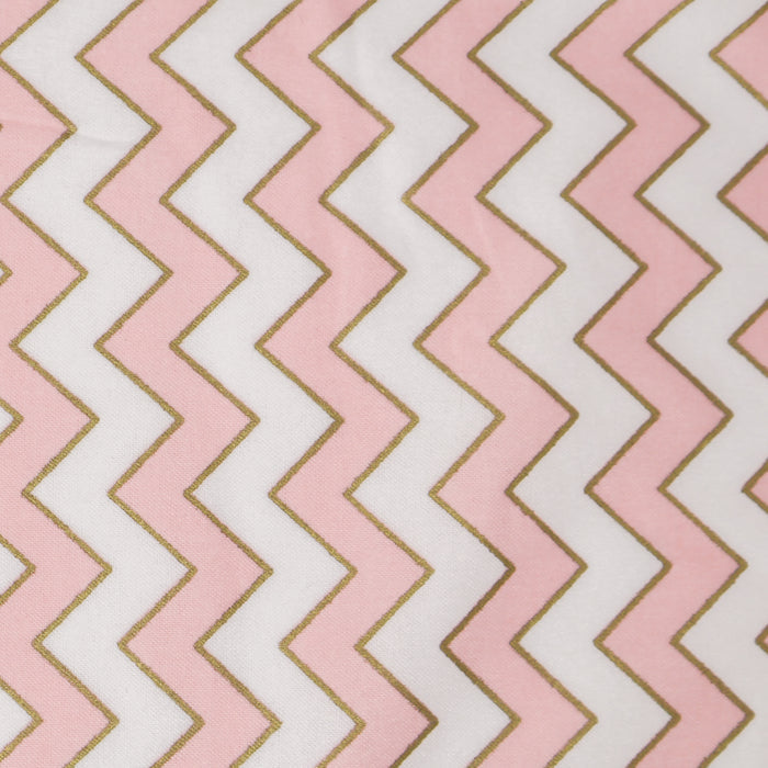 Stitch & Sparkle Bamboo Rayon Fabric Cotton 42/44 Width, by the Yard, Chevron Metallic Pink