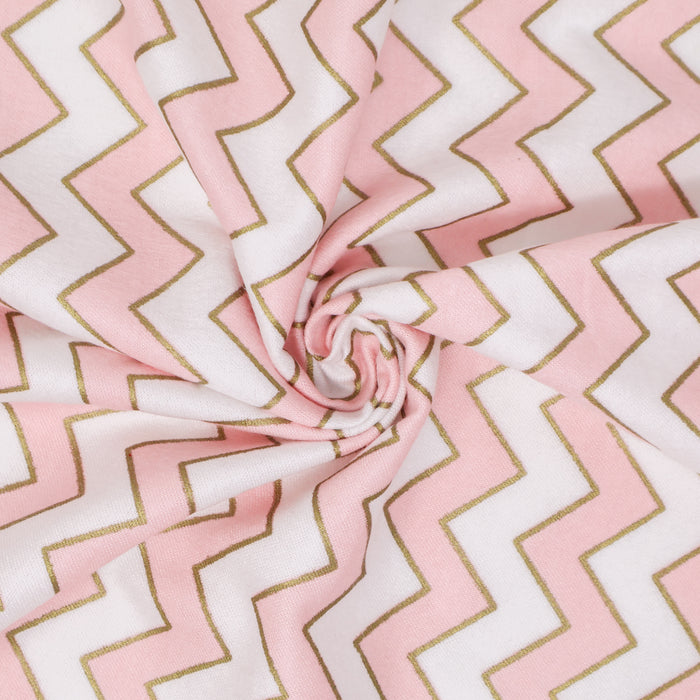 Stitch & Sparkle Bamboo Rayon Fabric Cotton 42/44 Width, by the Yard, Chevron Metallic Pink