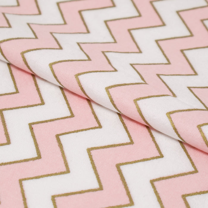 Stitch & Sparkle Bamboo Rayon Fabric Cotton 42/44 Width, by the Yard, Chevron Metallic Pink