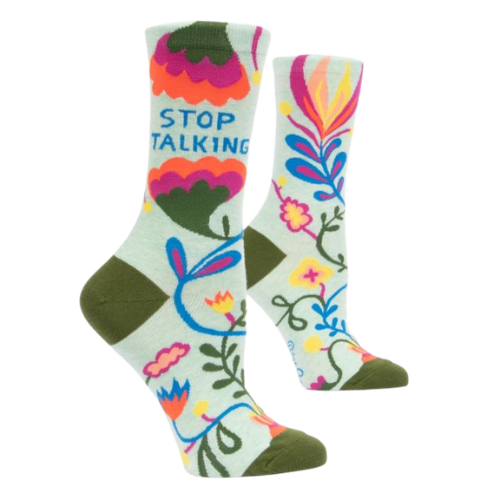 Stop Talking Women's Crew Socks. Flower Pattern.