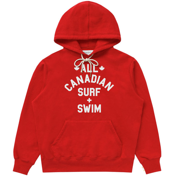 Made in Canada Surf and Swim Fleece Hoodie Red - Unisex - Province of Canada