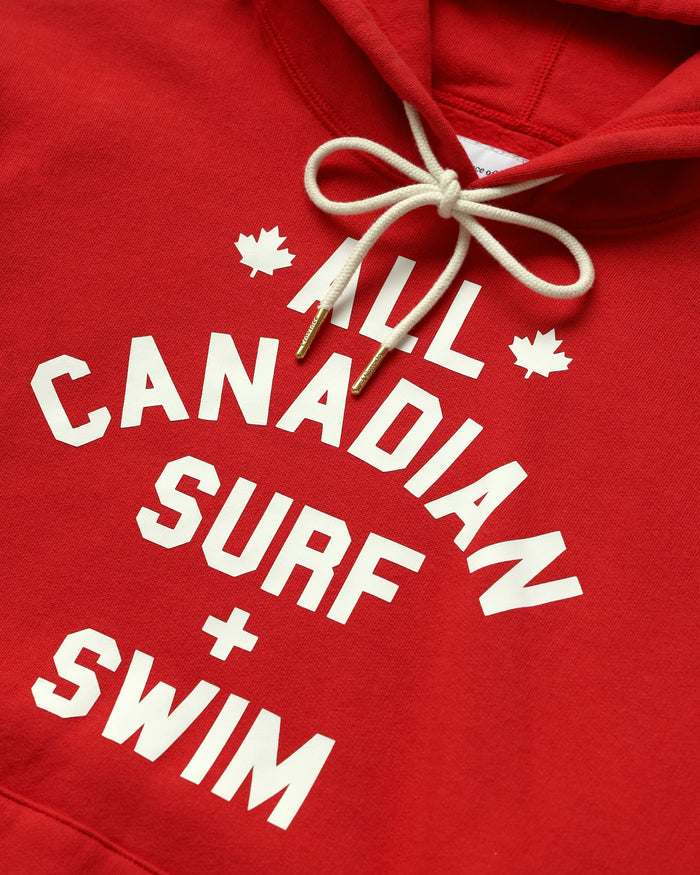 Made in Canada Surf and Swim Fleece Hoodie Red - Unisex - Province of Canada