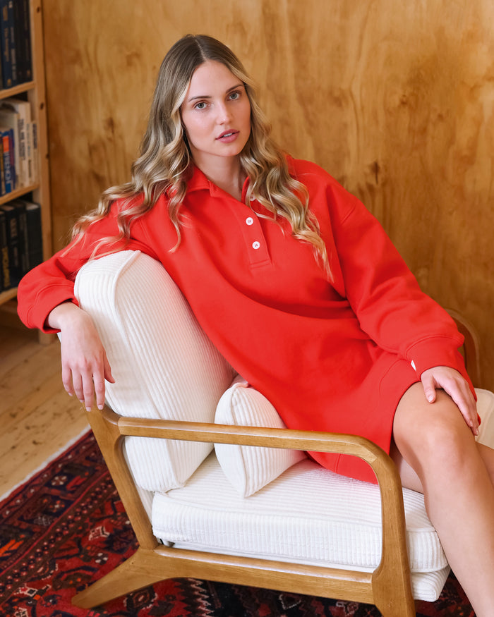 Made in Canada Fleece Sweater Dress Tart Red - Province of Canada