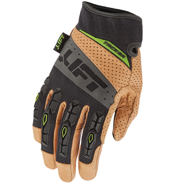Lift Safety Tacker leather work glove in brown and black with TPR knuckle protection