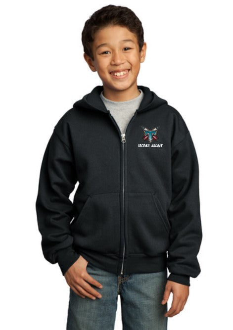 Tacoma Rockets Youth Black Full Zip Up Hoodie