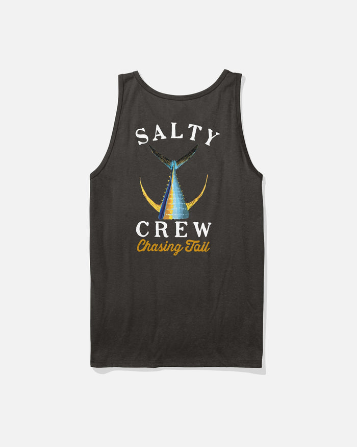 Back view of the Salty Crew Tailed graphic tank top in black