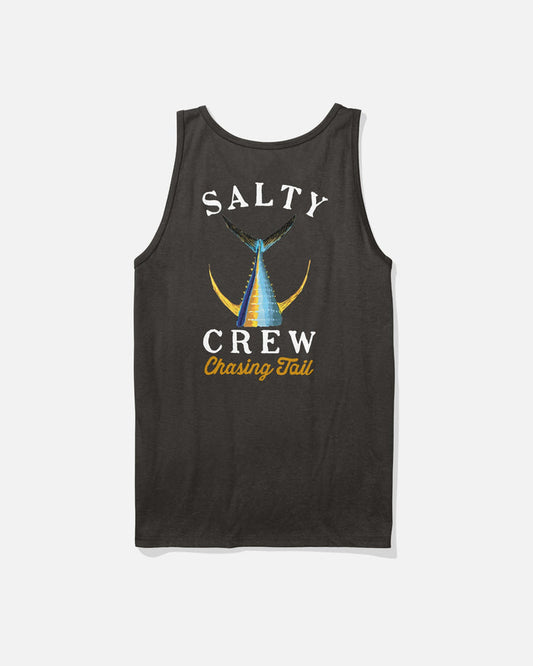 Back view of the Salty Crew Tailed graphic tank top in black