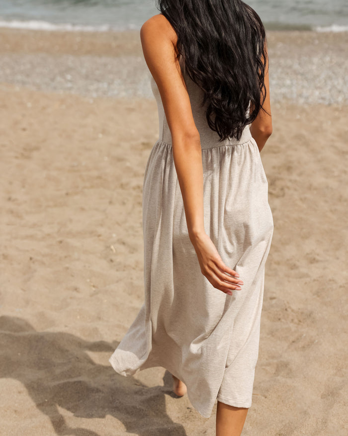 Made in Canada 100% Cotton Tank Dress Oatmeal Beige - Province of Canada